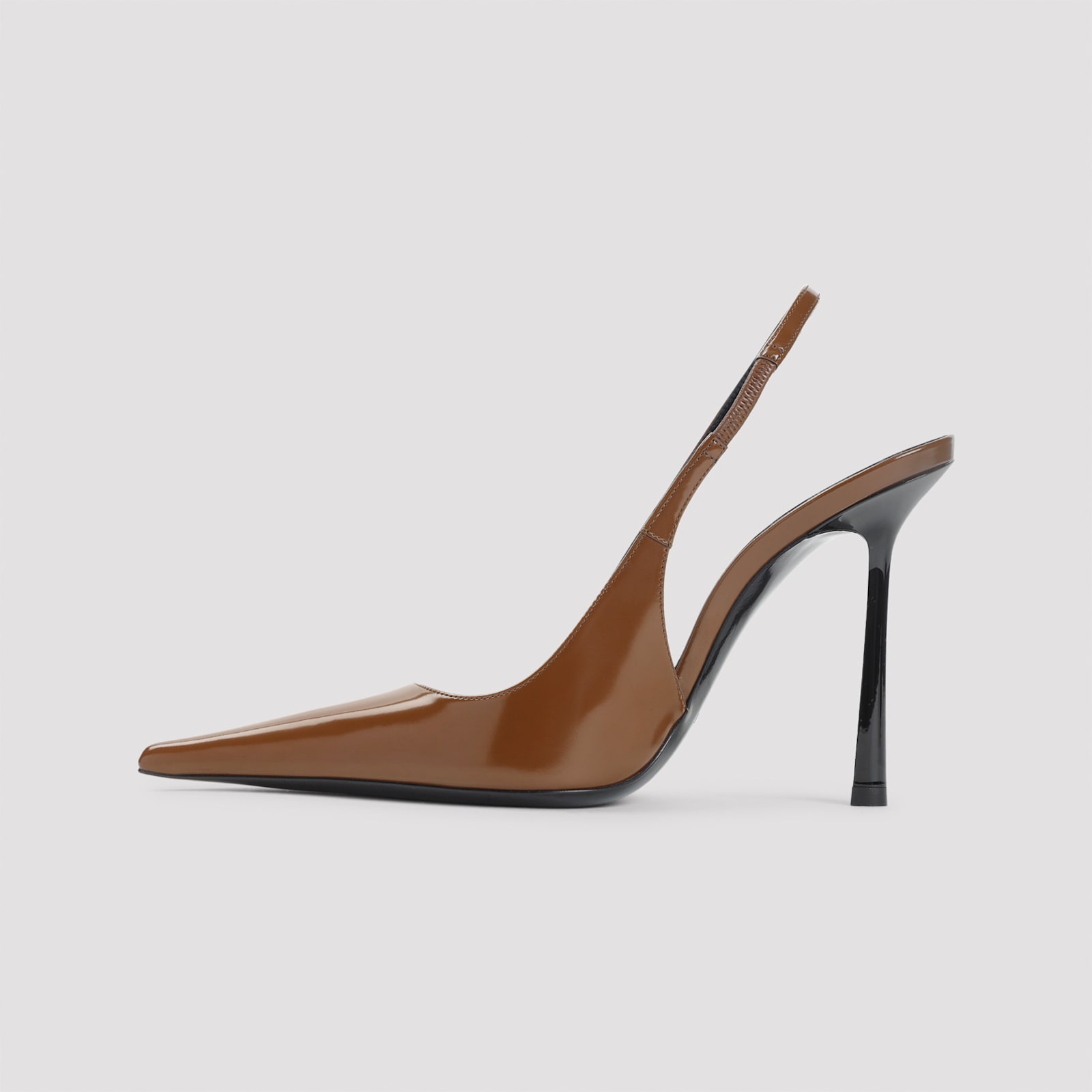Saint Laurent 110mm Vendome Slingback Pointed-toe Pumps In Brown