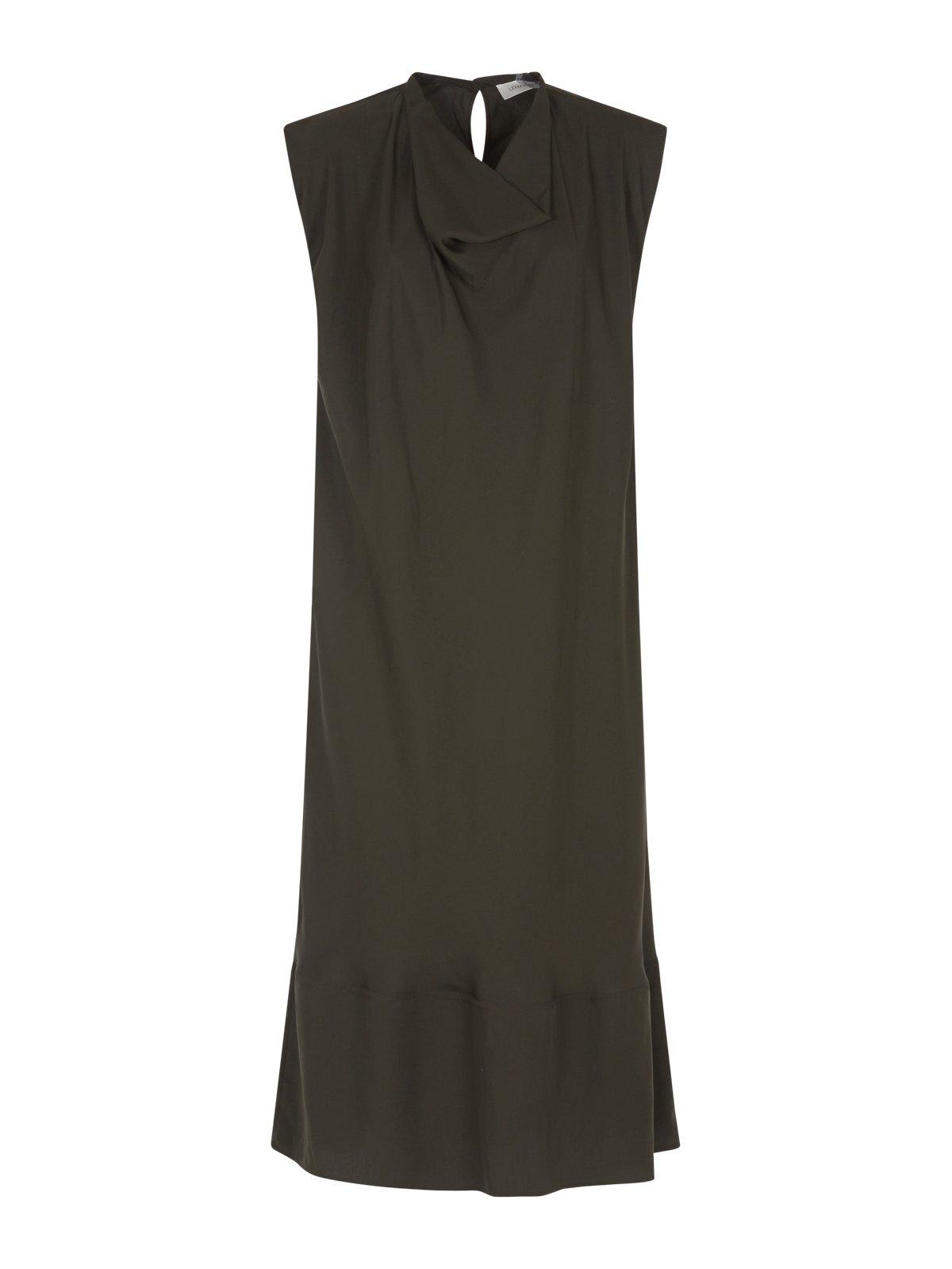 Shop Lemaire Sleeveless Flared Dress In Brown