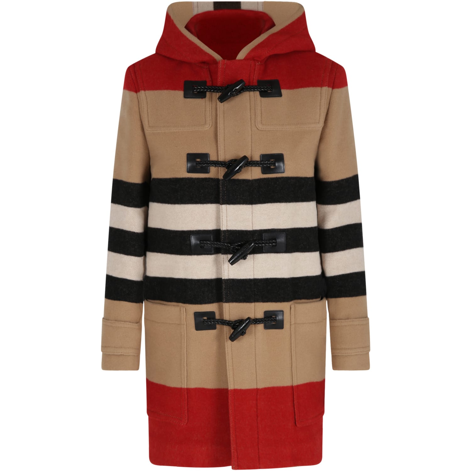 Burberry Beige Montgomery For Girl Wwith Iconic Stripes