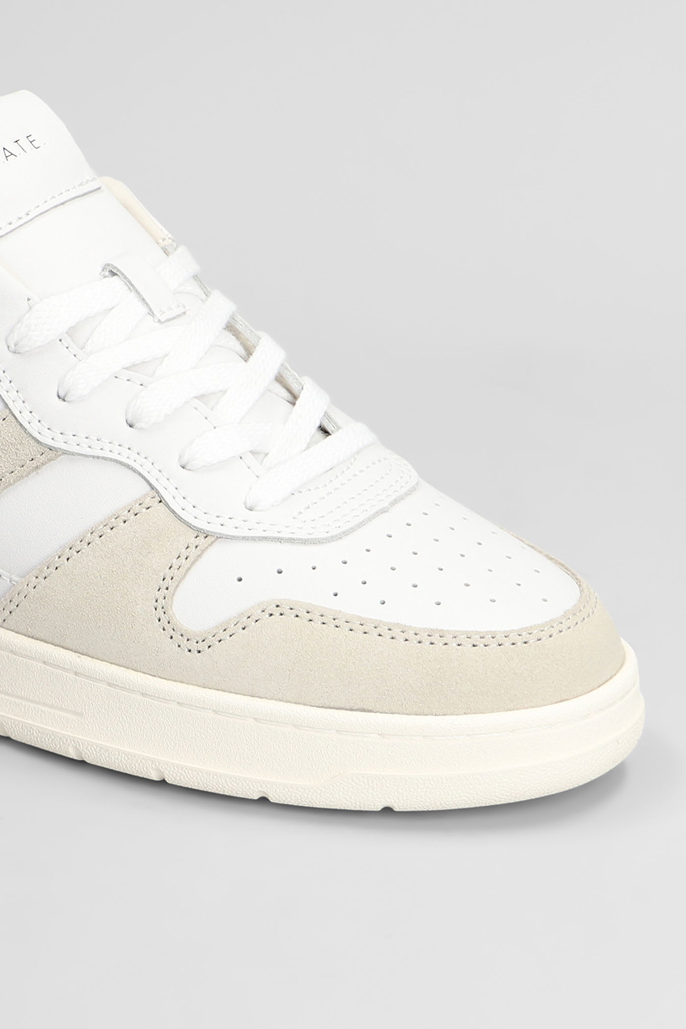Date Court 2.0 Basic Sneakers In Beige Suede And Leather In White