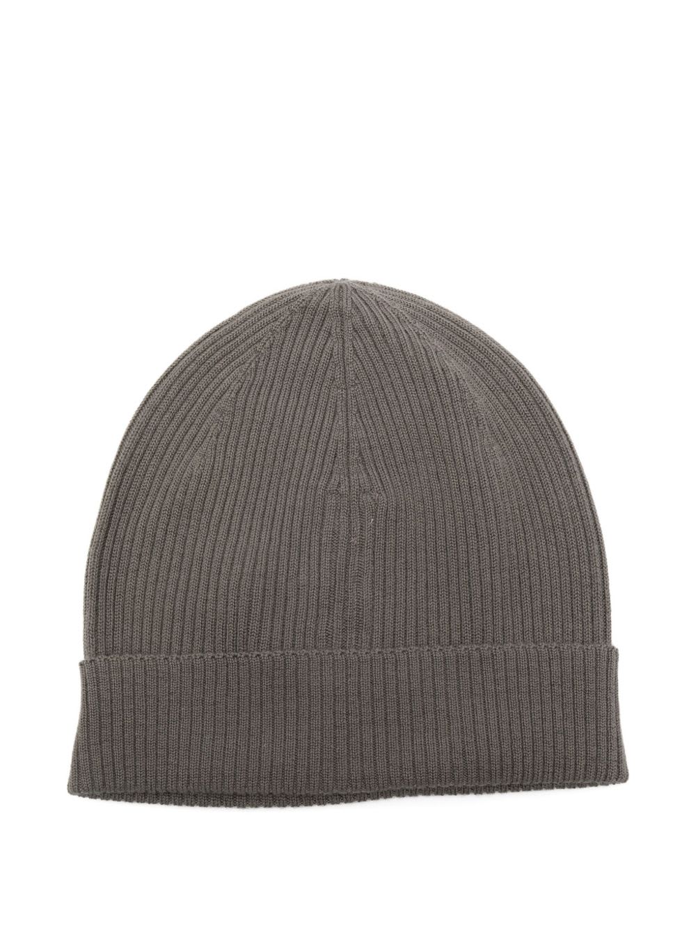 Rick Owens Cozy Ribbed Wool Beanie Folded Cuff In Brown