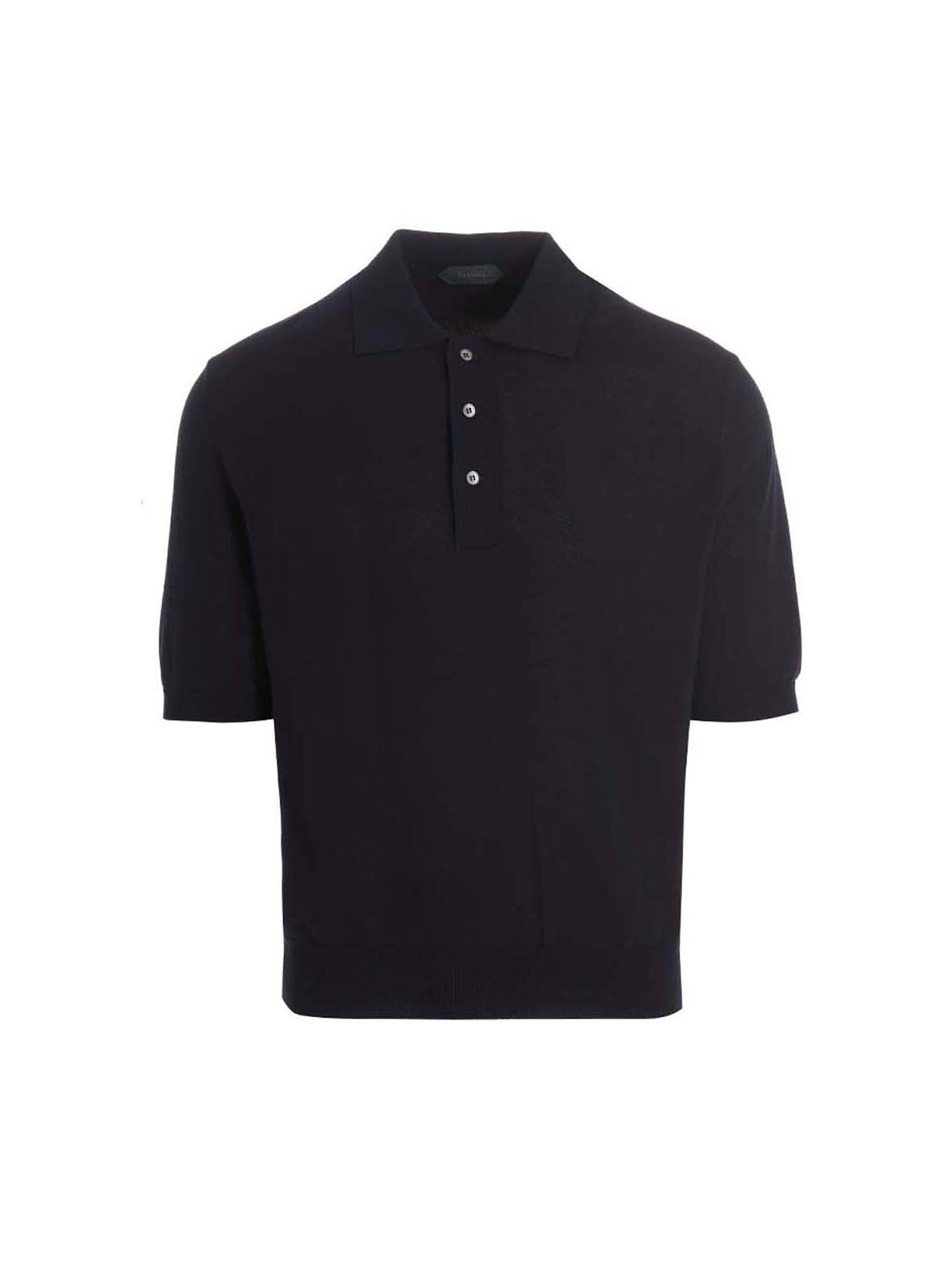 Shop Zanone Cotton Crêpe Polo Shirt In Blu