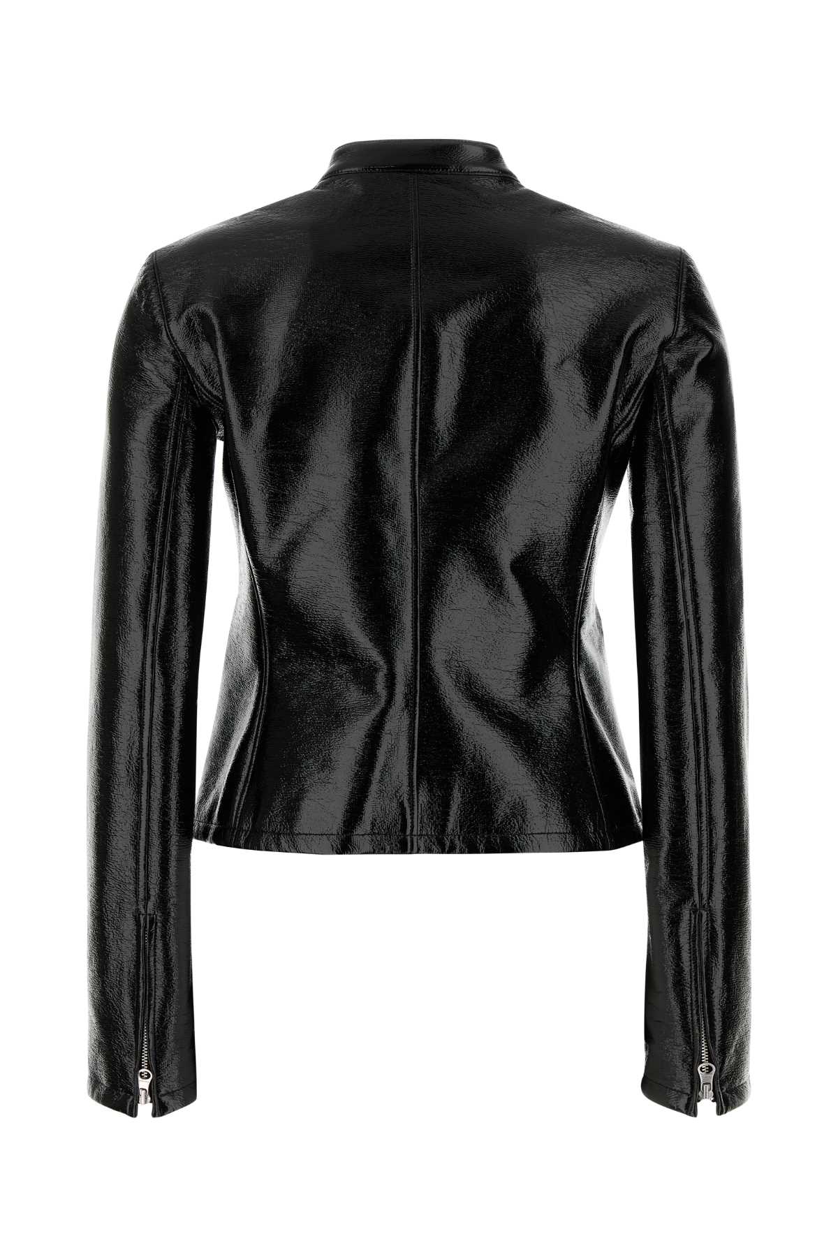 Courrèges Black Stretch Vynil Jacket In Black