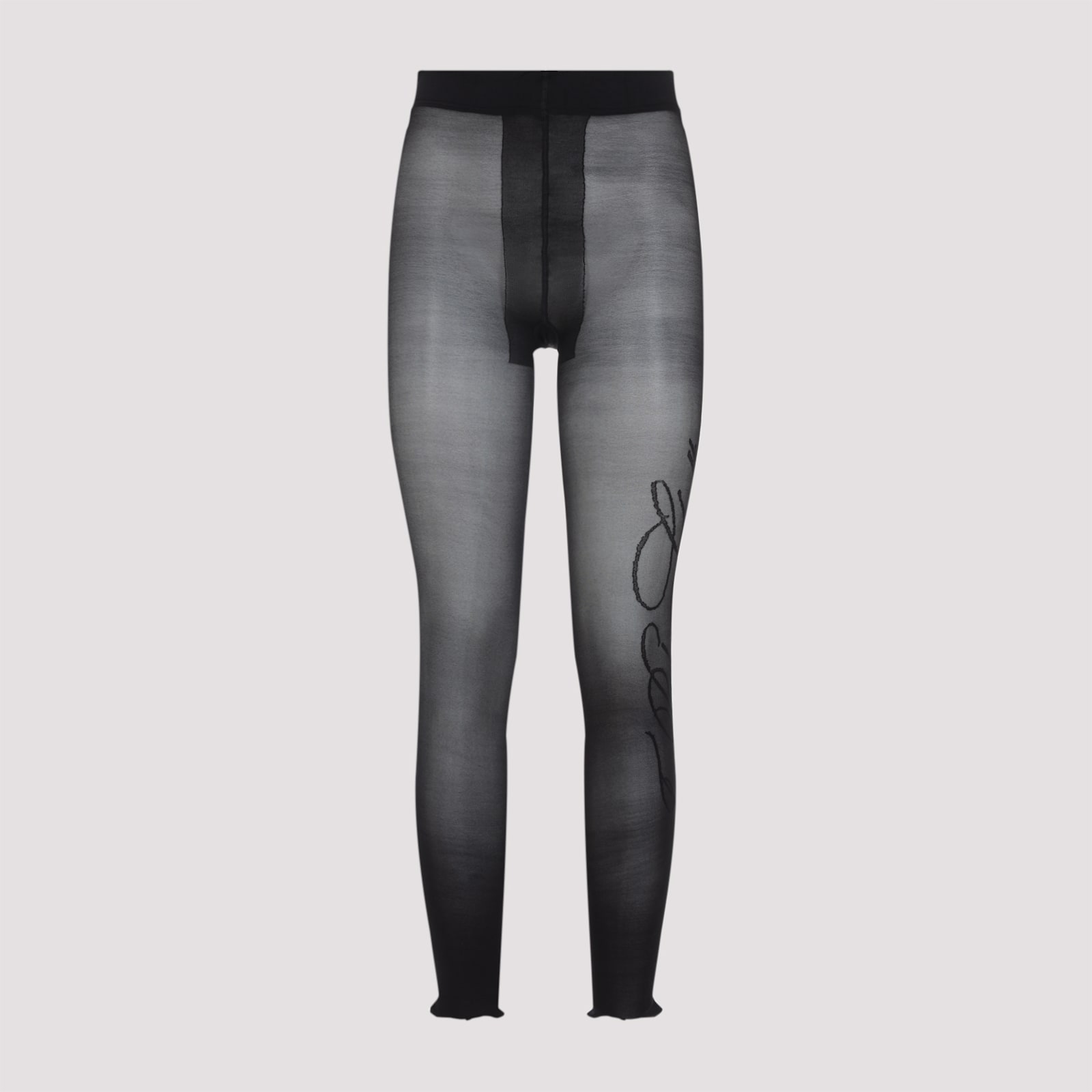 Jean Paul Gaultier Signature Script Sheer Tights In Black