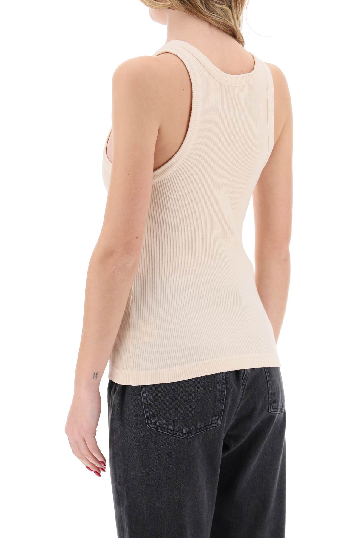 Shop Agolde Ribbed Sleeveless Top B In Bath Salt