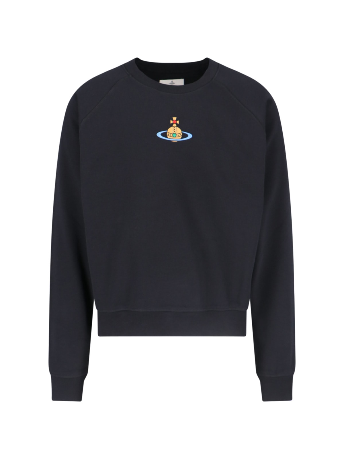 Shop Vivienne Westwood Raglan Logo Crew Neck Sweatshirt In Black