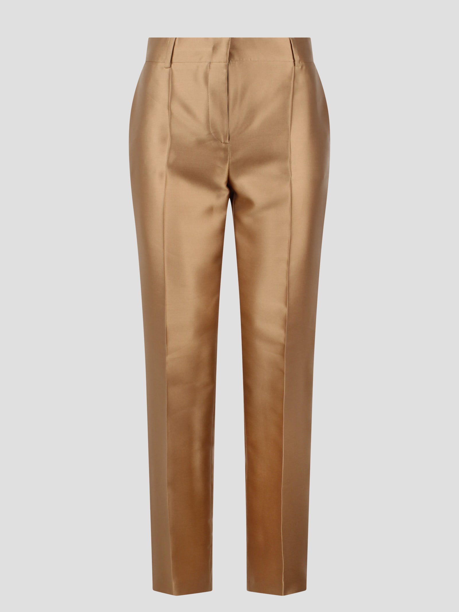 Shop Alberta Ferretti Mikado Trousers In Brown
