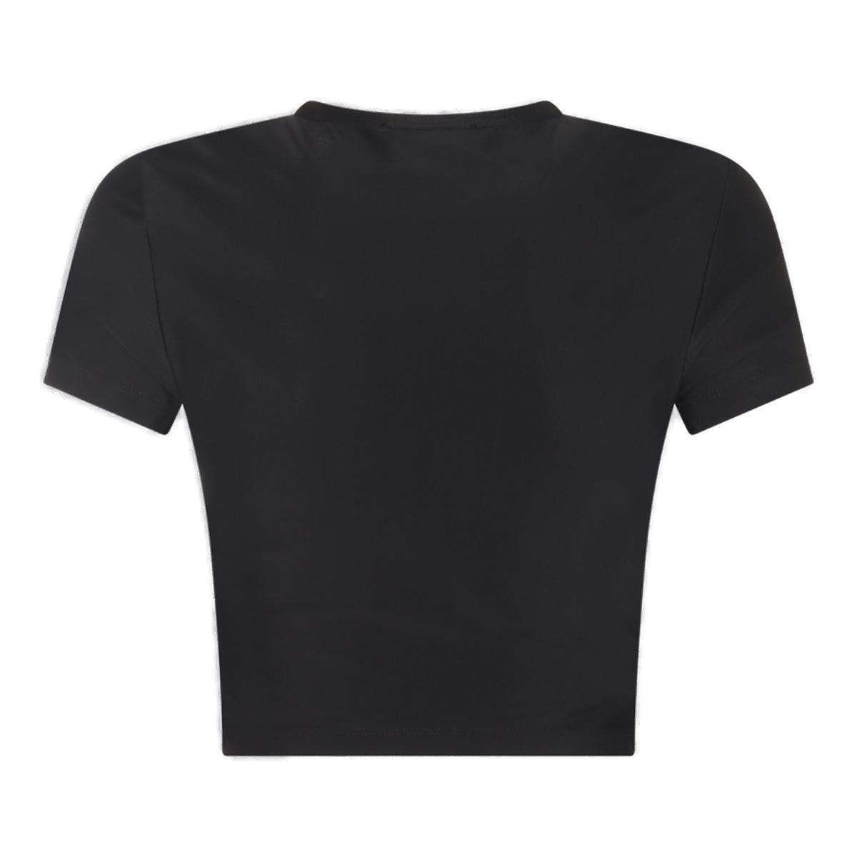 Shop Versace Jeans Couture Logo-printed Crewneck Cropped T-shirt In Black