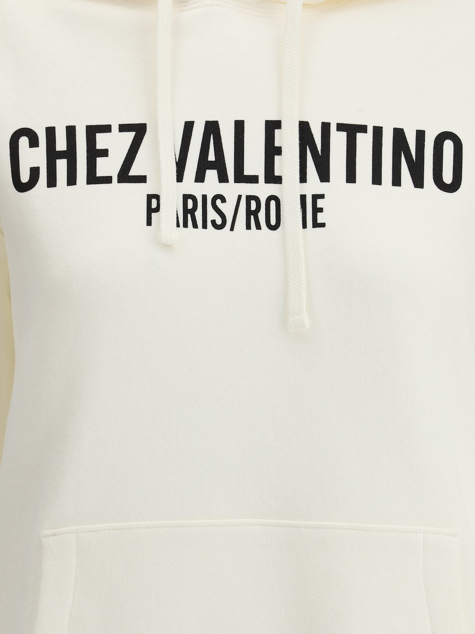 Valentino Garavani Cotton Hoodie With Print In Avorio