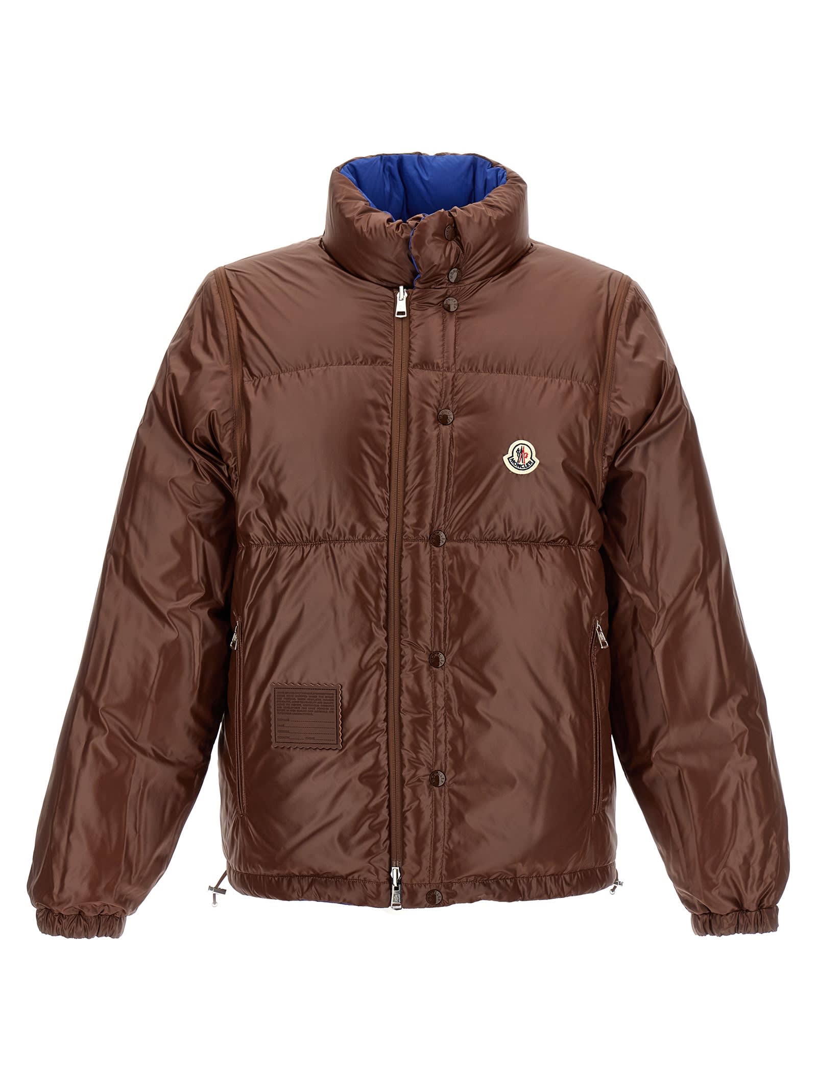 Moncler Verone Reversible Short Down Jacket In Blue