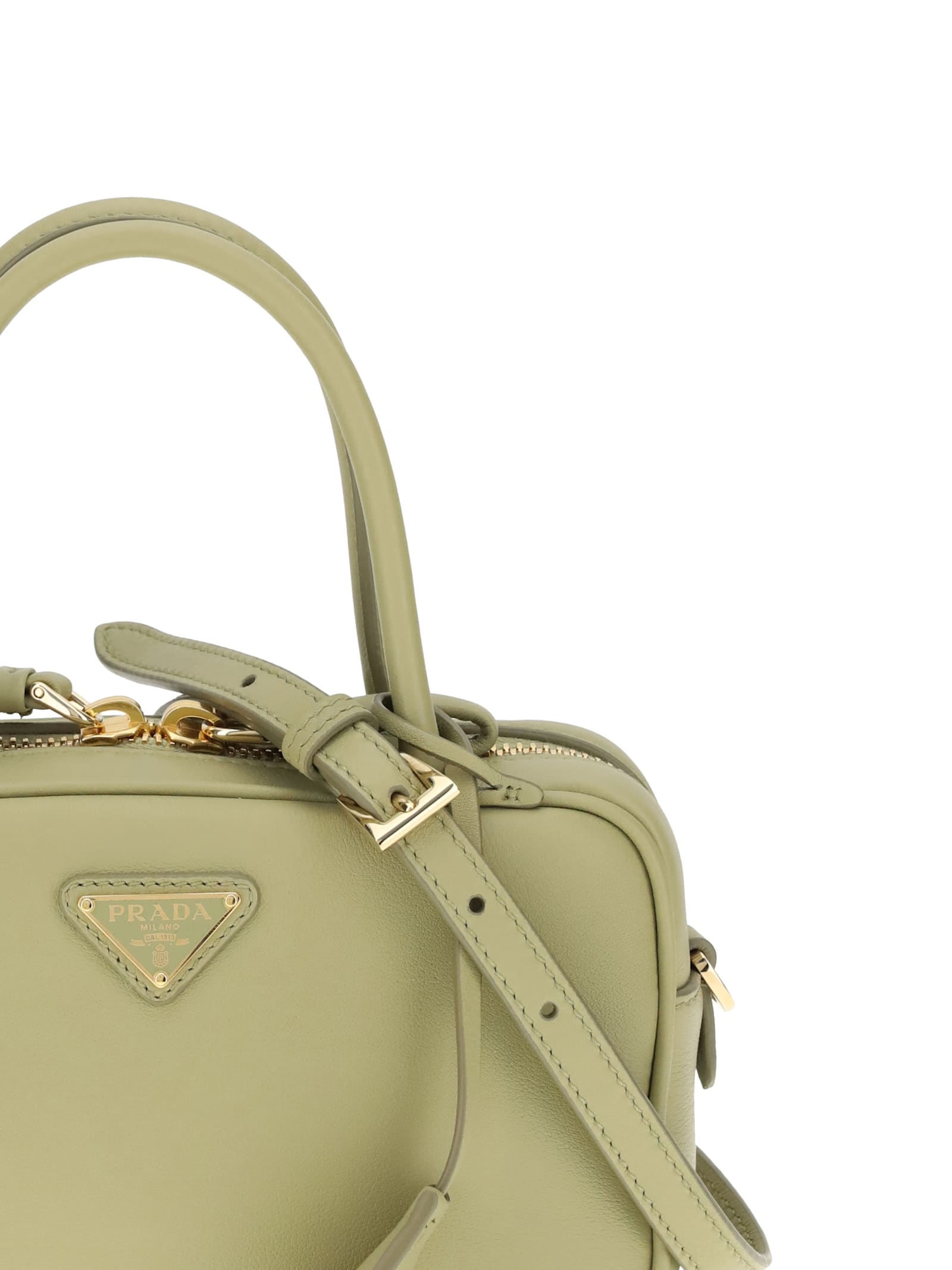 Prada Leather Handbag In Green