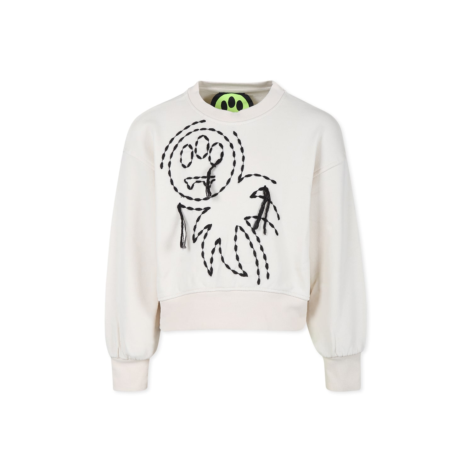 Barrow Ivory Sweatshirt For Girl With Smiley In Ivory