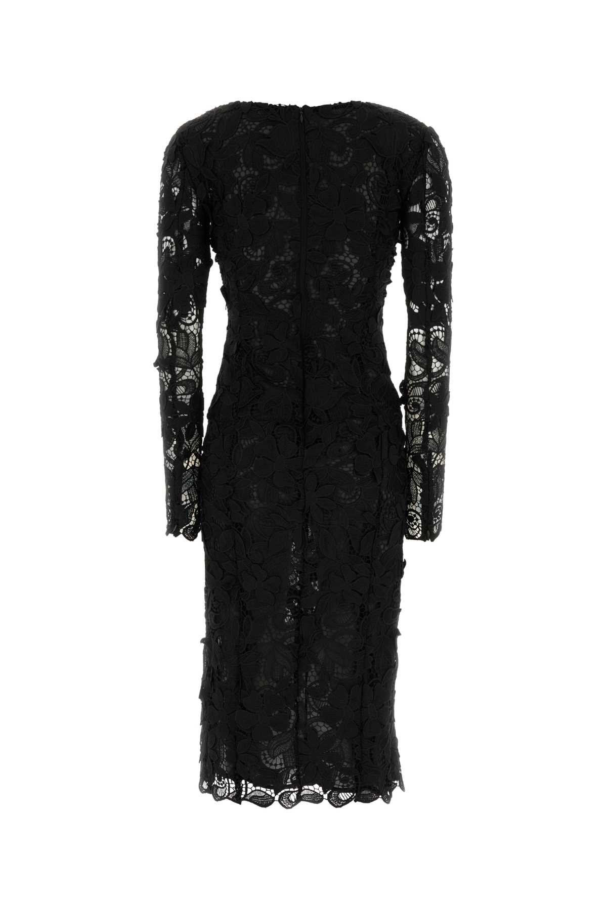 Blumarine Black Macrame Lace Dress In Black