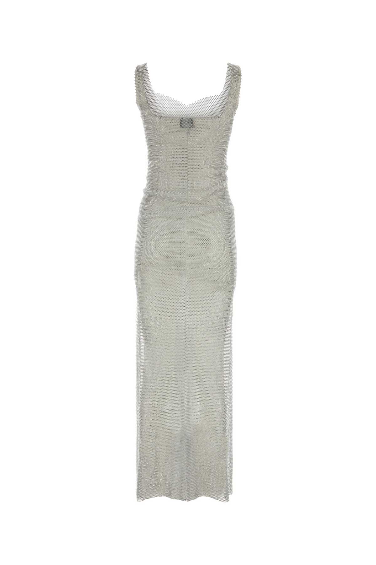 Santa Abito Lungo In Maglia Metallica Argento Donna In Silver