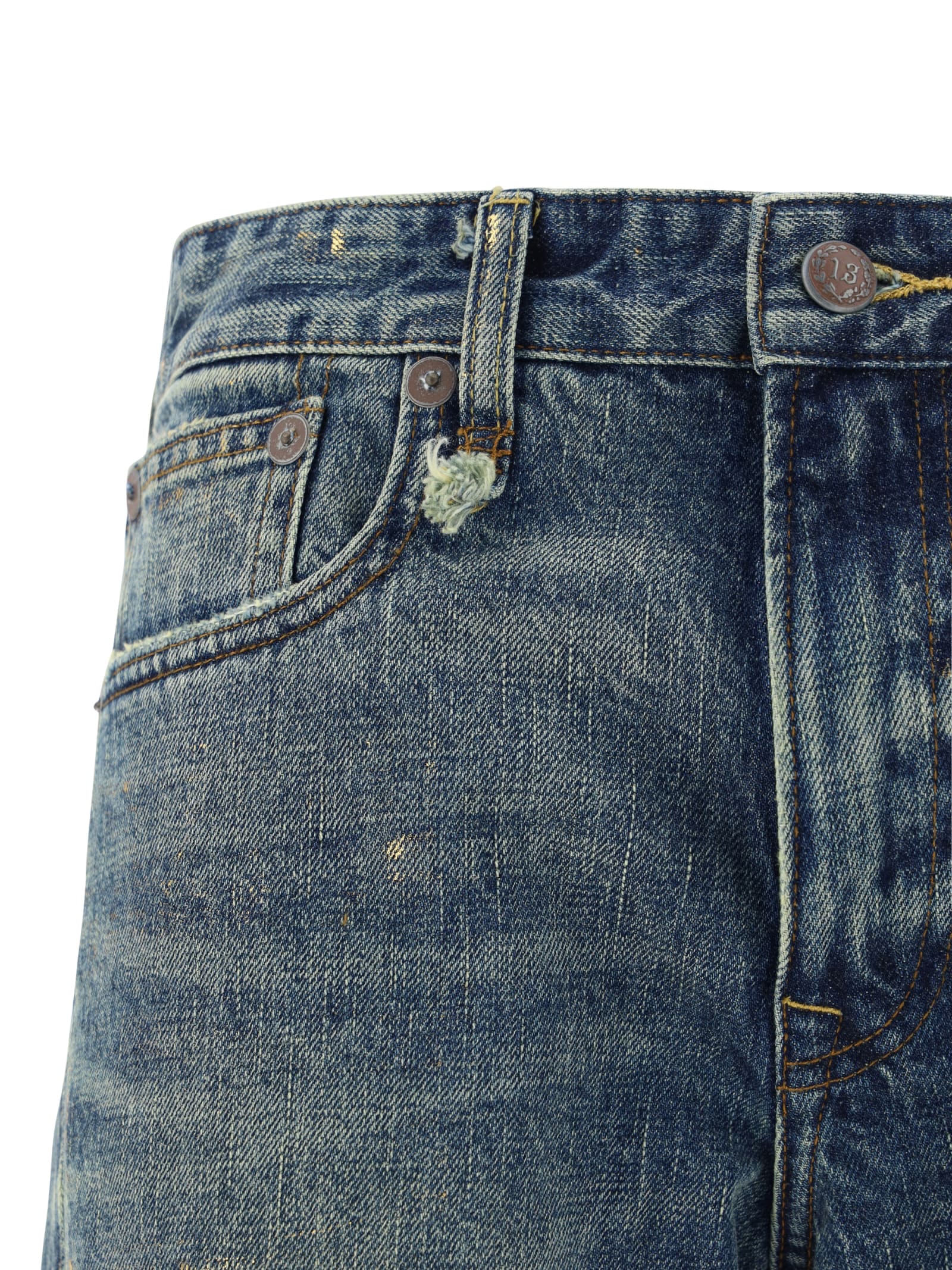 Shop R13 Romeo Jeans In Gold Clinton Blue