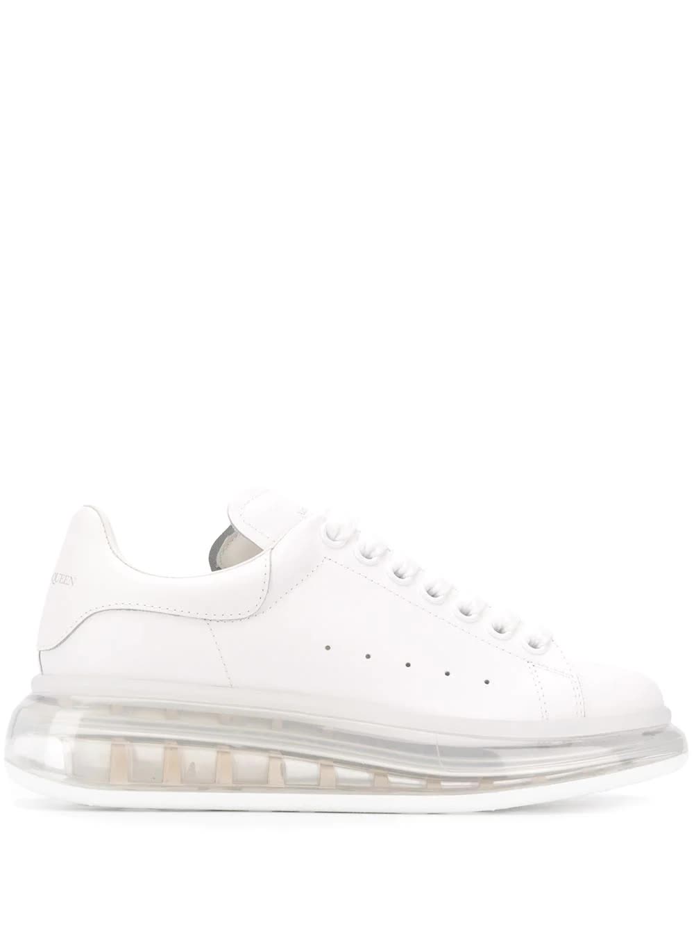 ALEXANDER MCQUEEN WOMAN WHITE OVERSIZE SNEAKERS WITH TRANSPARENT SOLE,611698-WHX98 9000