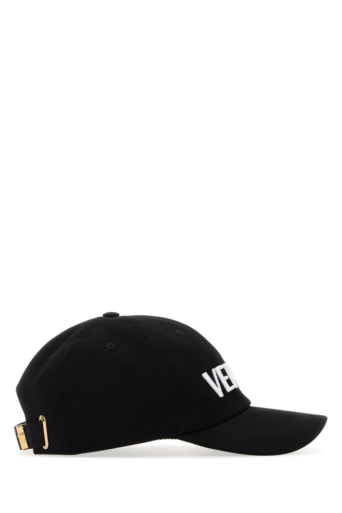 Shop Versace Black Cotton Baseball Cap In Blackwhitegold
