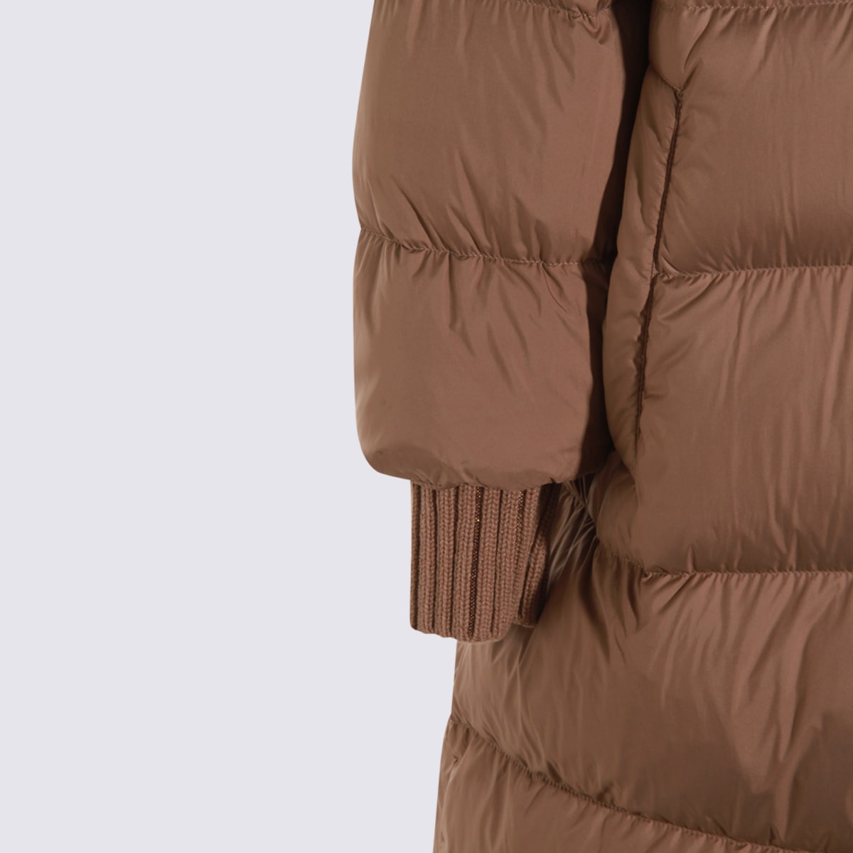 Fabiana Filippi Hooded Long Quilted Down Jacket In Brown