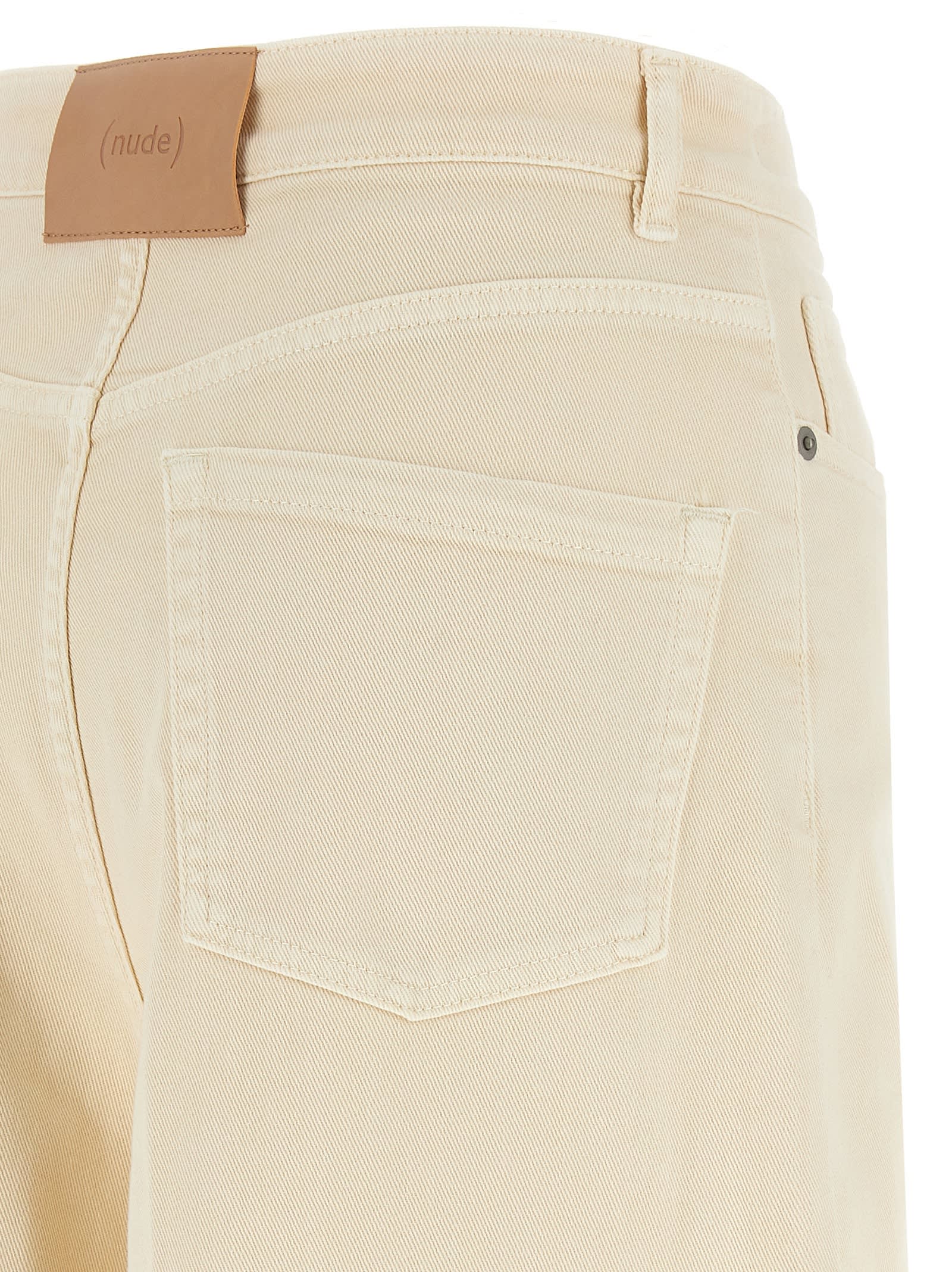 Nude High-waisted Wide Leg Jeans In Beige