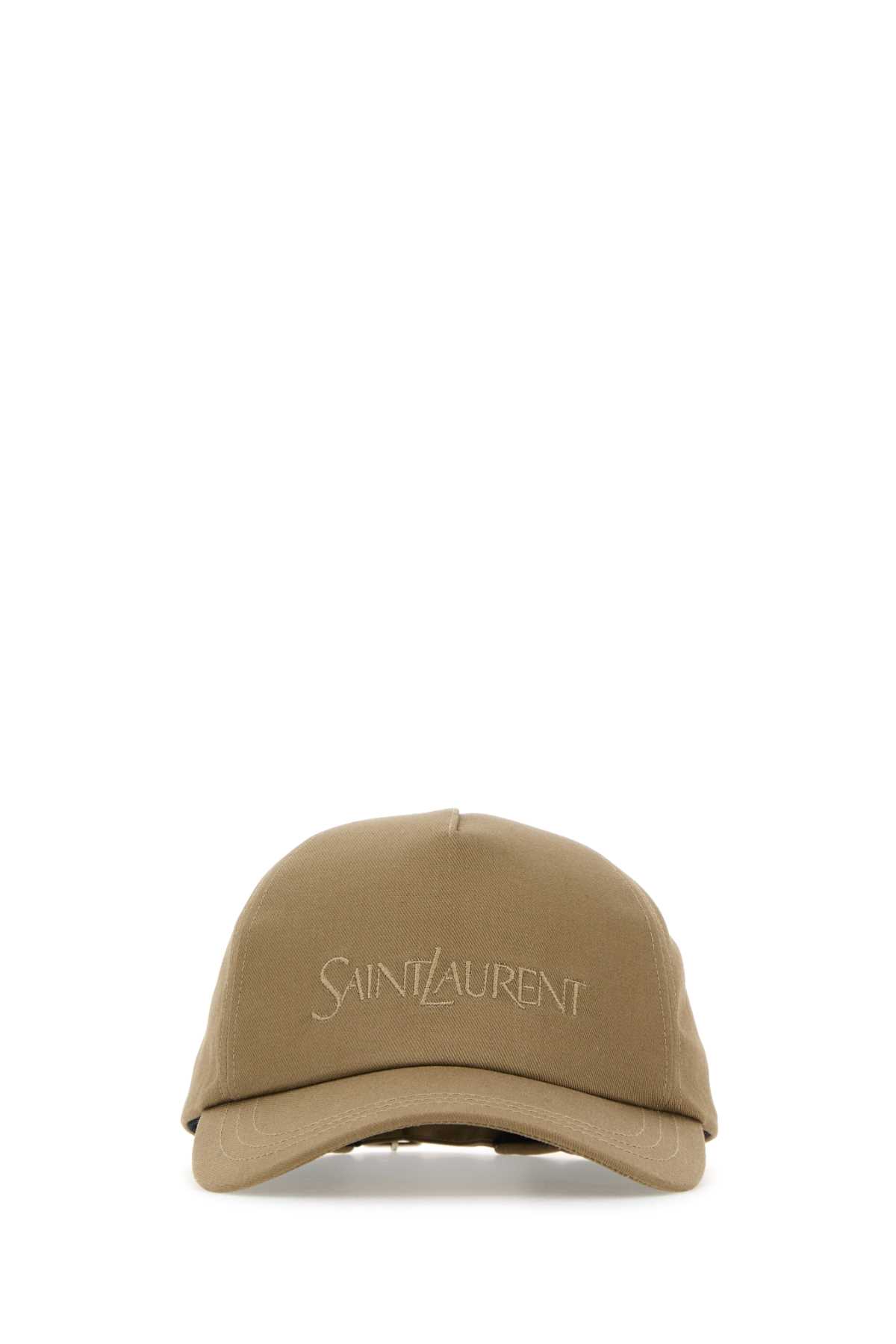 Saint Laurent Cappuccino Cotton Blend Baseball Cap In Beige