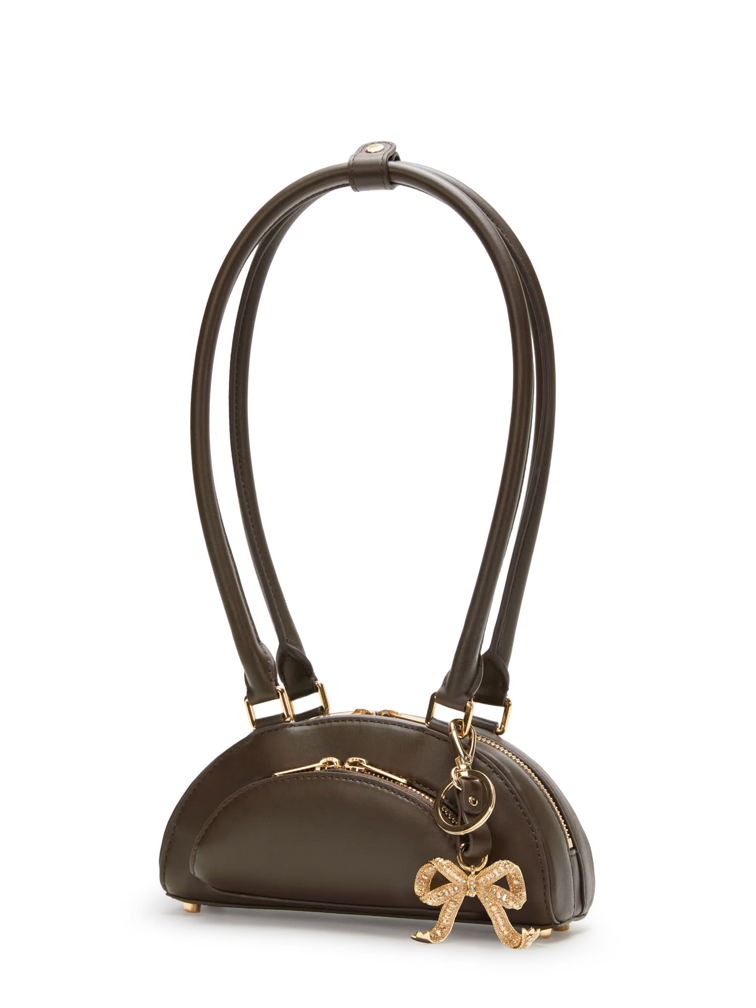 Self-portrait Leather Shoulder Bag With Charms In Brown