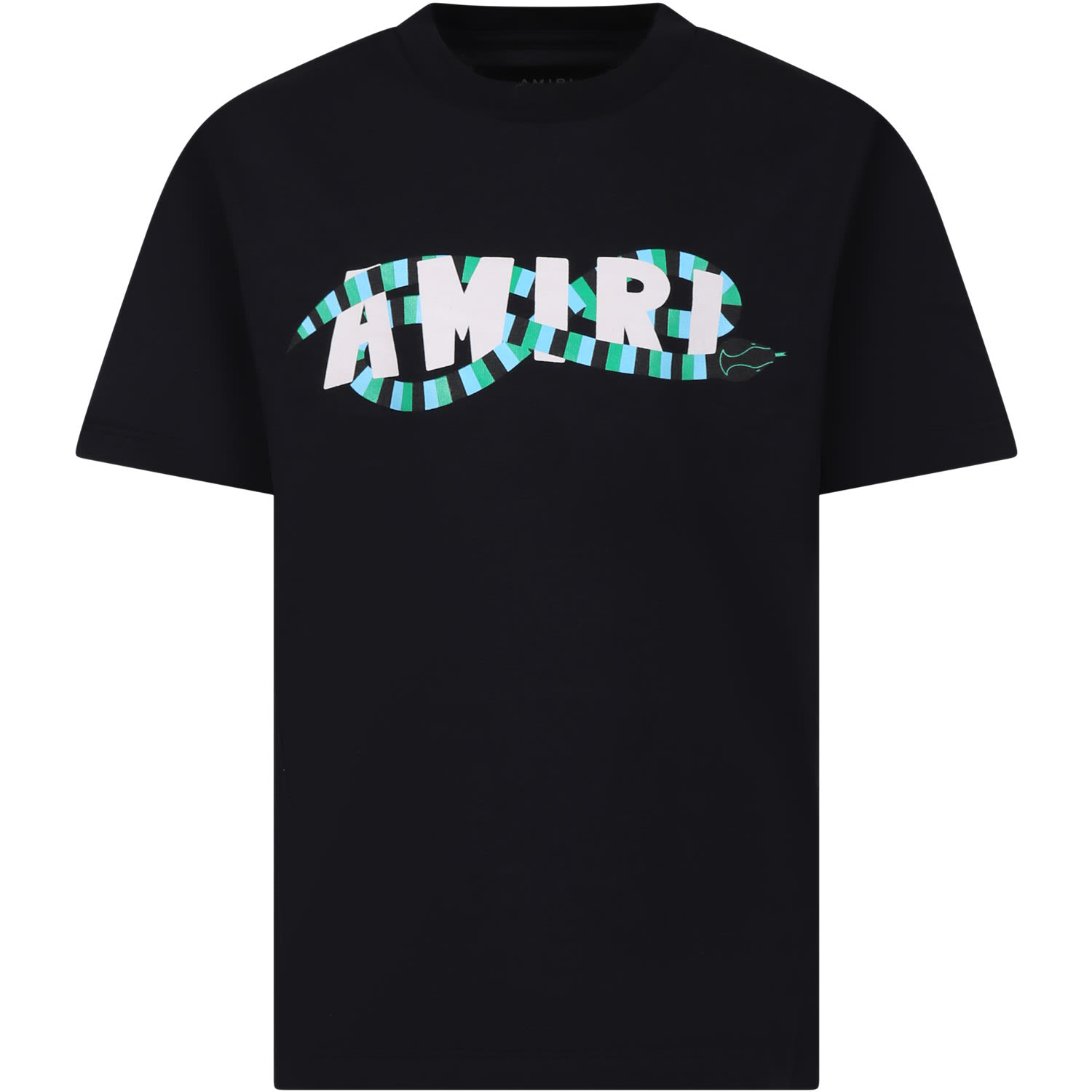 AMIRI Black T-shirt For Kids With Snake And Logo