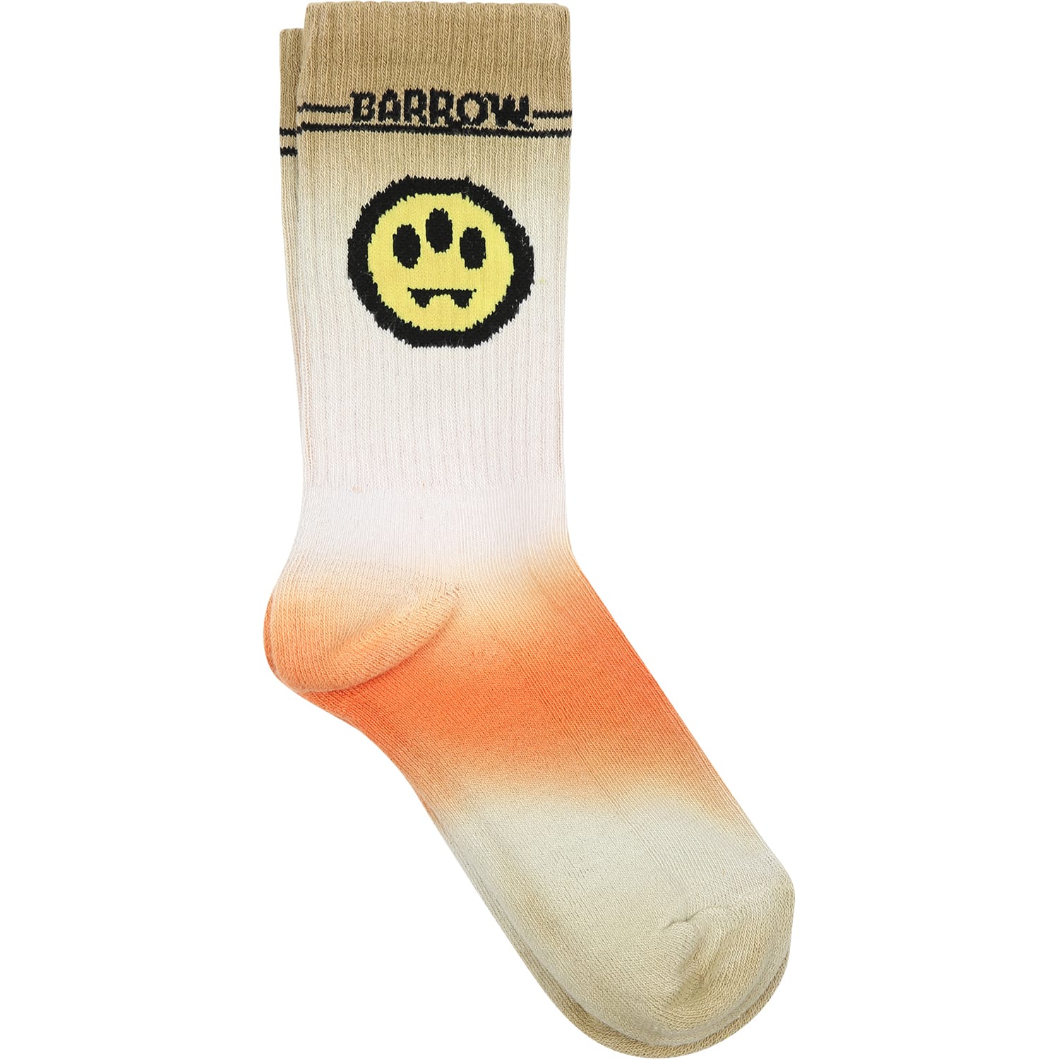 Shop Barrow Beige Socks For Kids With Smiley In Sabbia