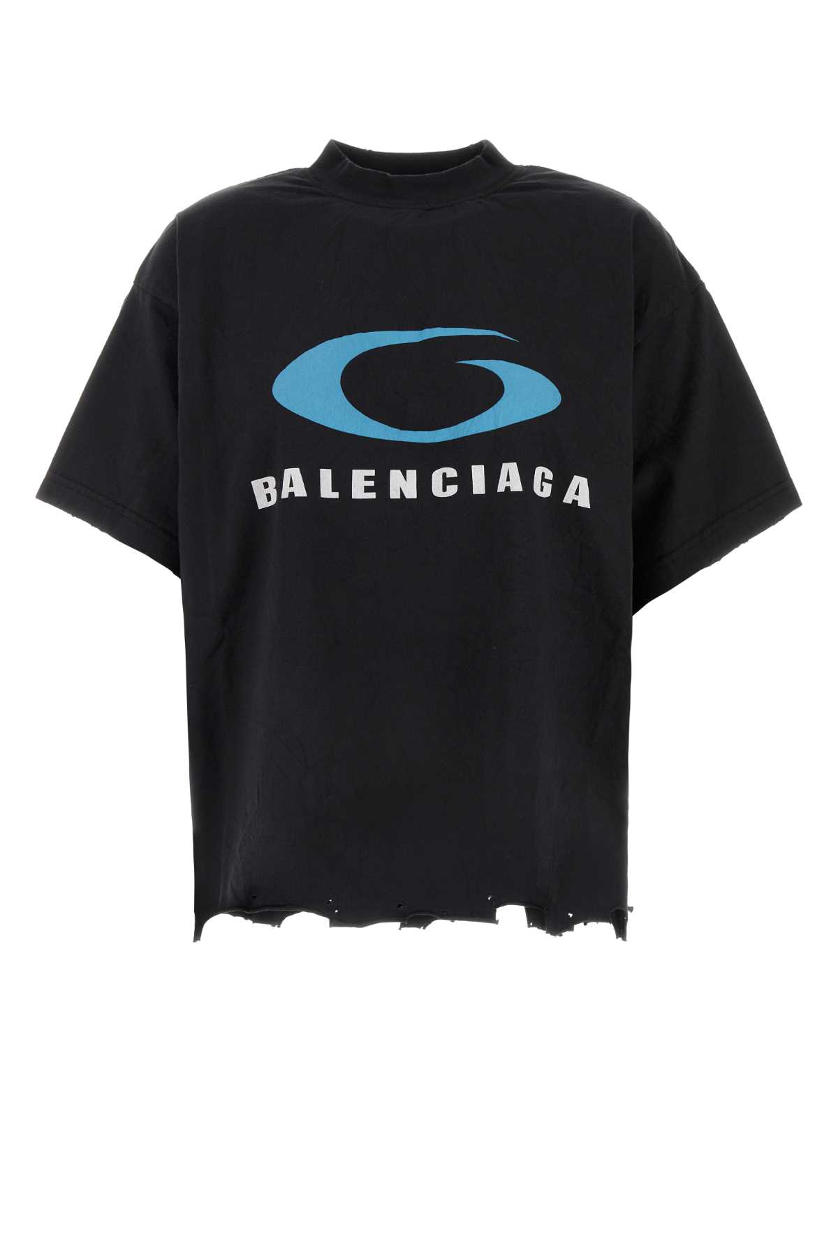 Shop Balenciaga Slate Cotton T-shirt In Washedblackblue