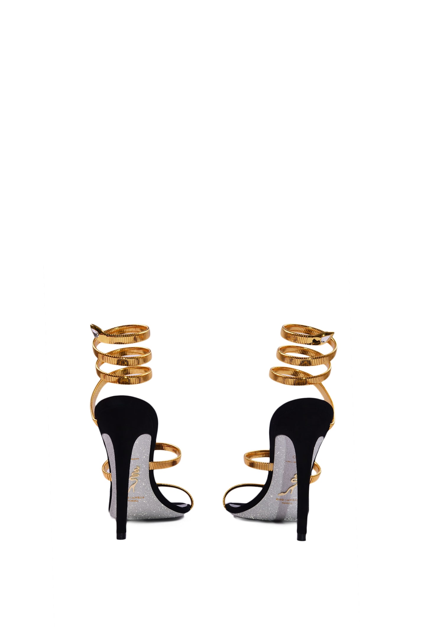 Shop René Caovilla Heel Sandals In Golden