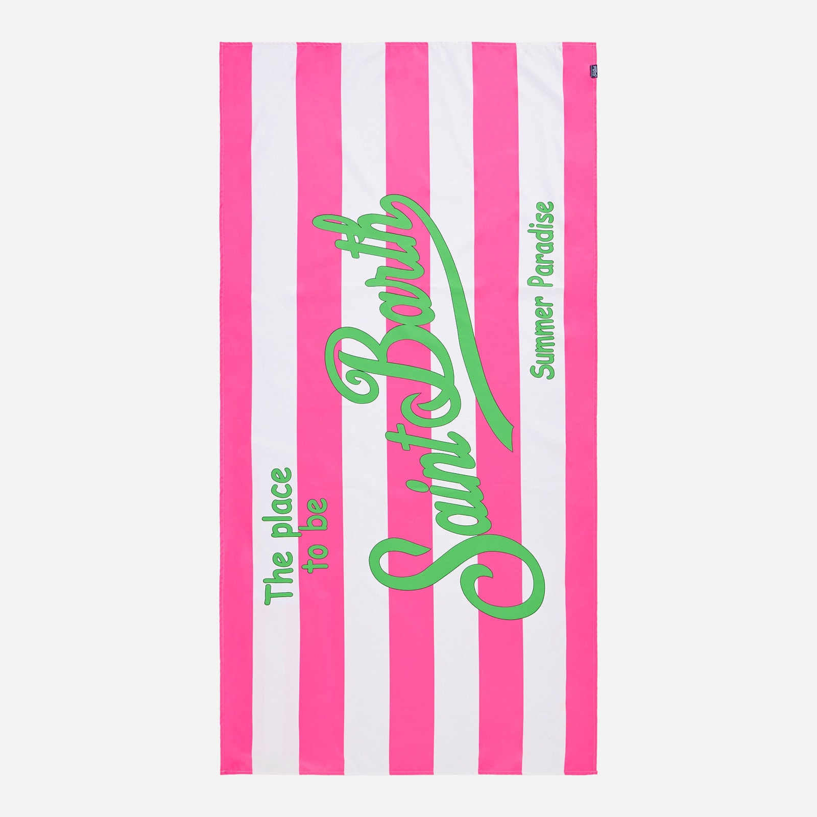 Mc2 Saint Barth Microfiber Beach Towel With Fluo Pink Striped Print In Fluo