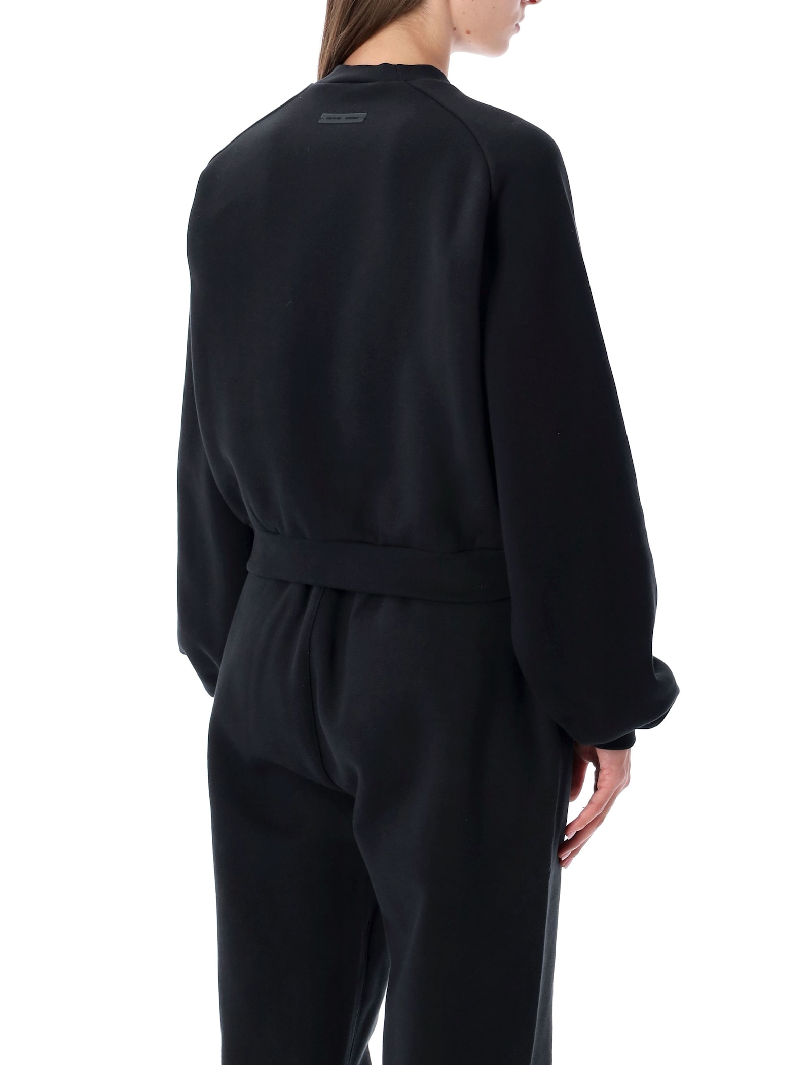 Fear Of God Fleece Raglan Crewneck Sweatshirt In Black