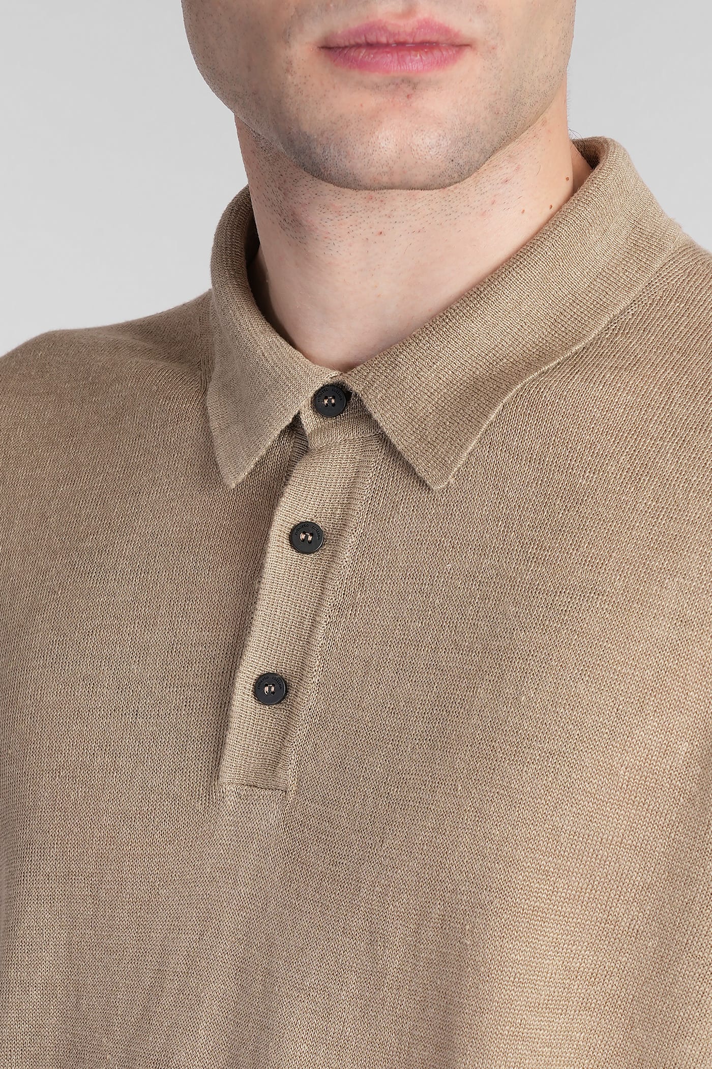 Roberto Collina Polo In Beige Linen In Beige