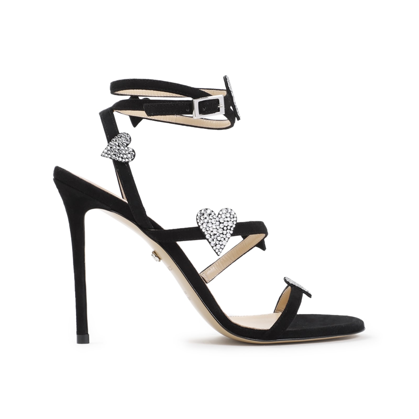 Shop Mach &amp; Mach Petit Coeur Black Suede Sandal