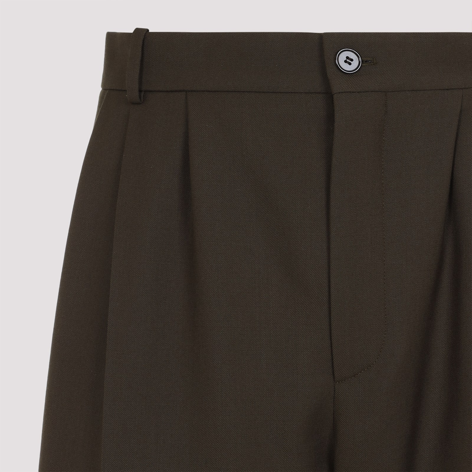 Saint Laurent Wool Pants With Creases In Kaki