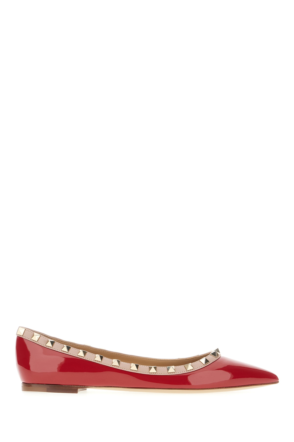 Valentino Garavani Red Leather Rockstud Ballerinas In Rosso V