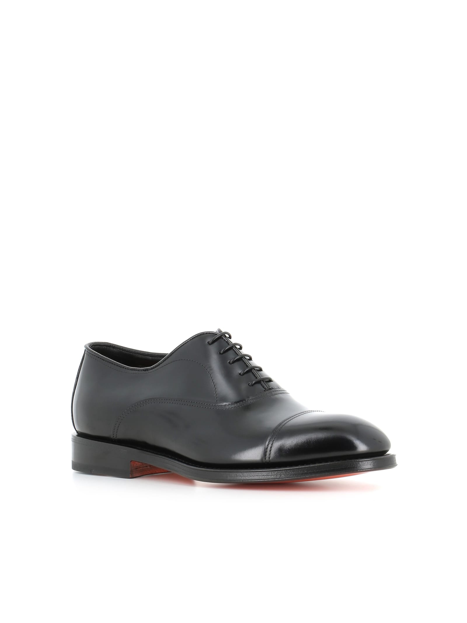 Santoni French Leather And Rubber Background In Black