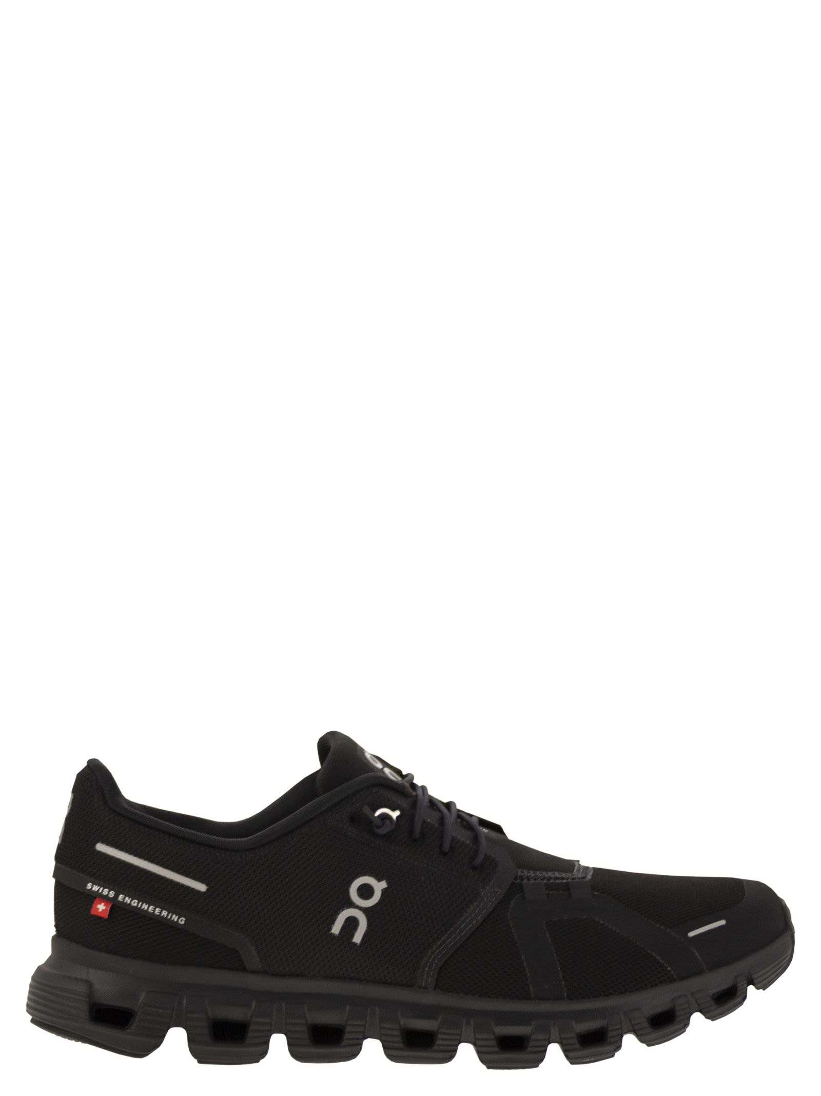 On Cloud 6 Wp Rubber-trimmed Stretch-knit Slip- Sneakers In Black