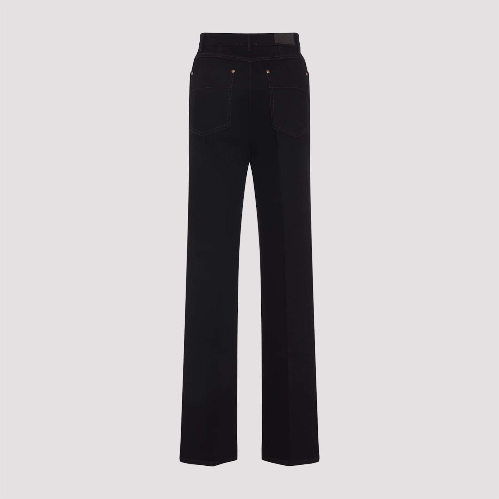 Lemaire High-waisted Straight-leg Trousers With Double-button Closure In Black