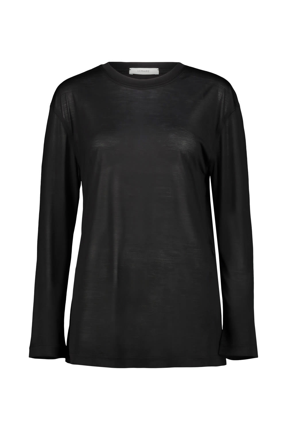 Shop Lemaire Long Sleeve Silk T-shirt In Black