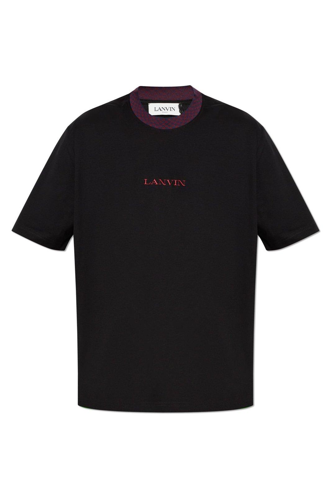 Shop Lanvin Logo-embroidered Crewneck T-shirt In Black