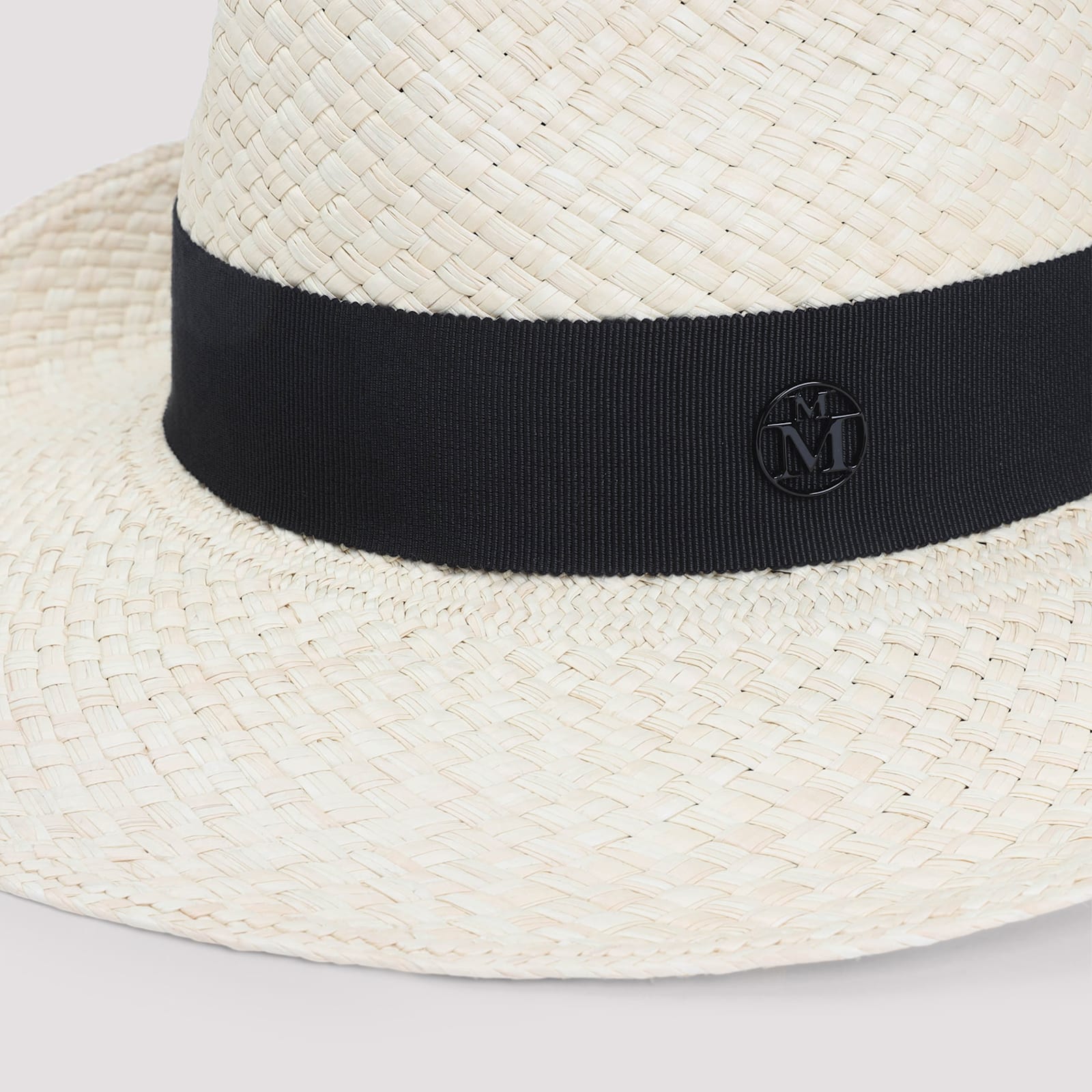 Maison Michel Eric Ribbon On Brisa Wide Brim Hat In White