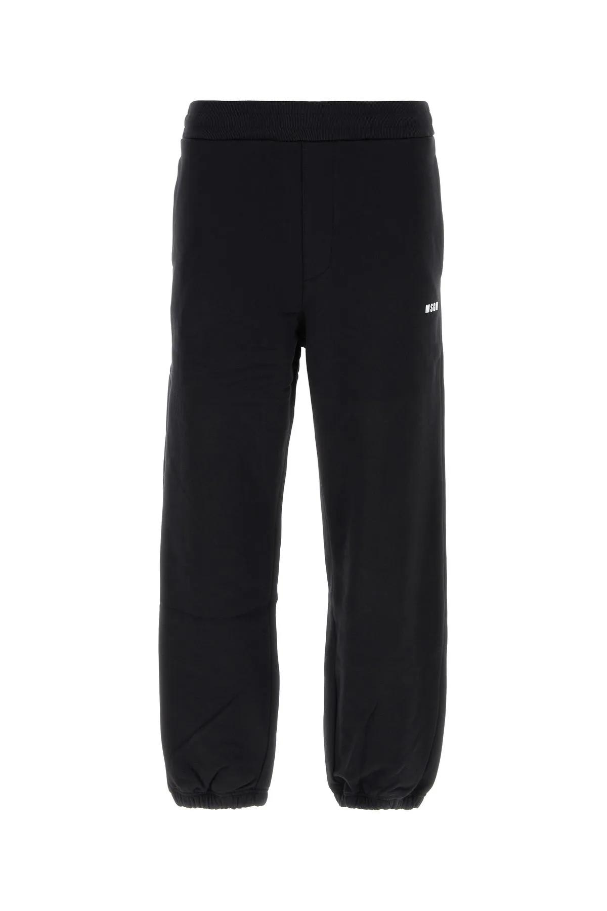 Shop Msgm Black Cotton Joggers