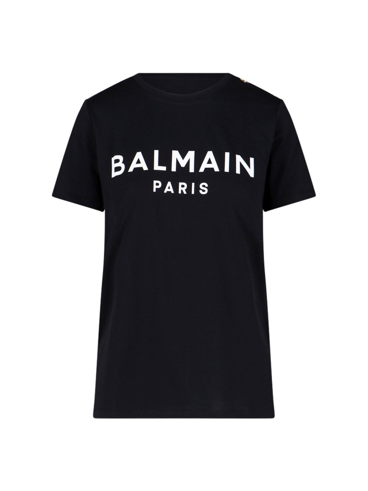Balmain Logo Buttons T-shirt In Black