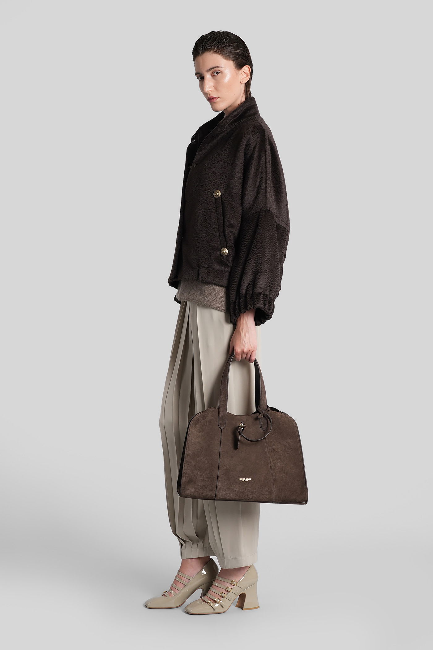Giorgio Armani Pants In Beige Silk In Gray
