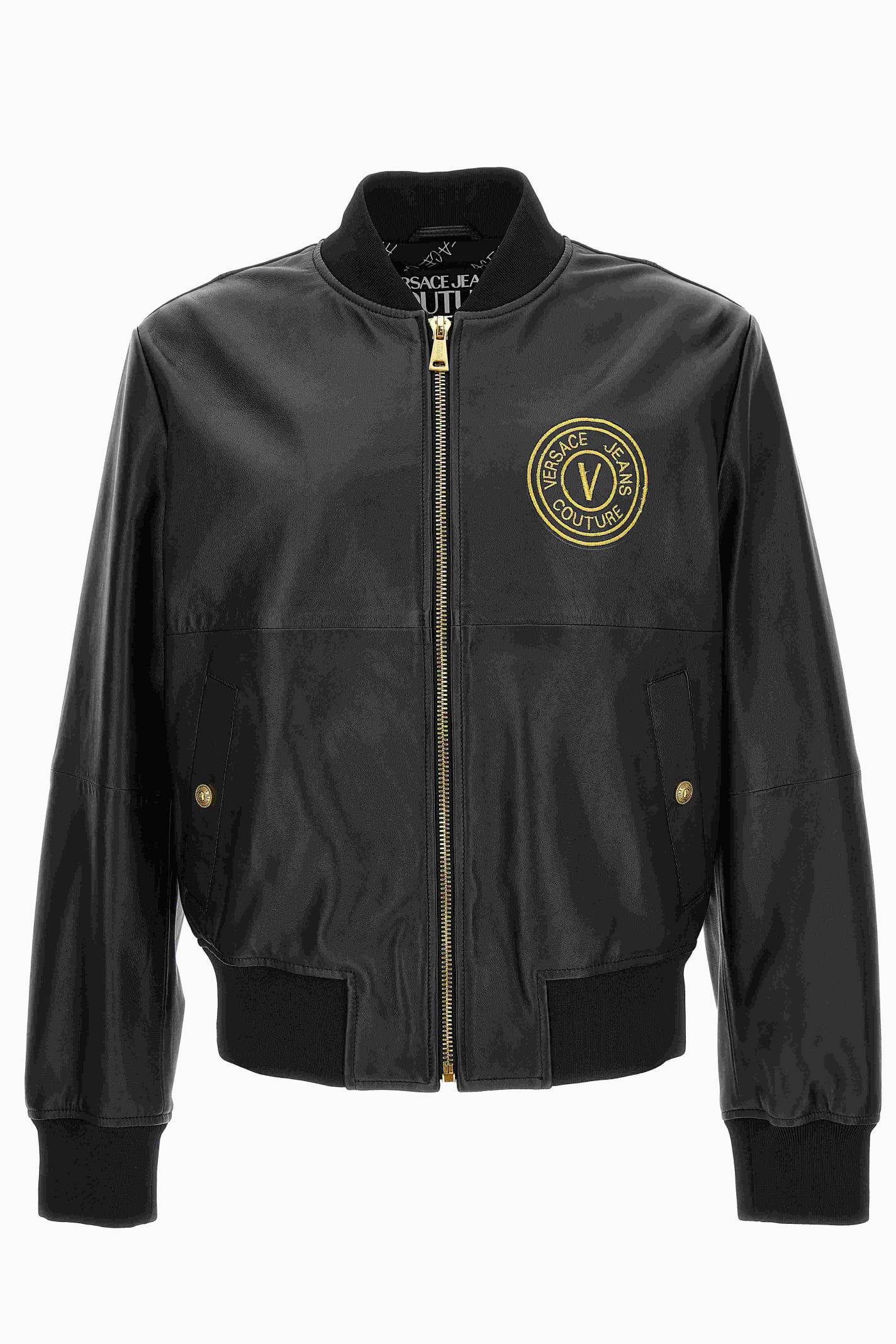 Shop Versace Jeans Couture Leather Jacket In Black