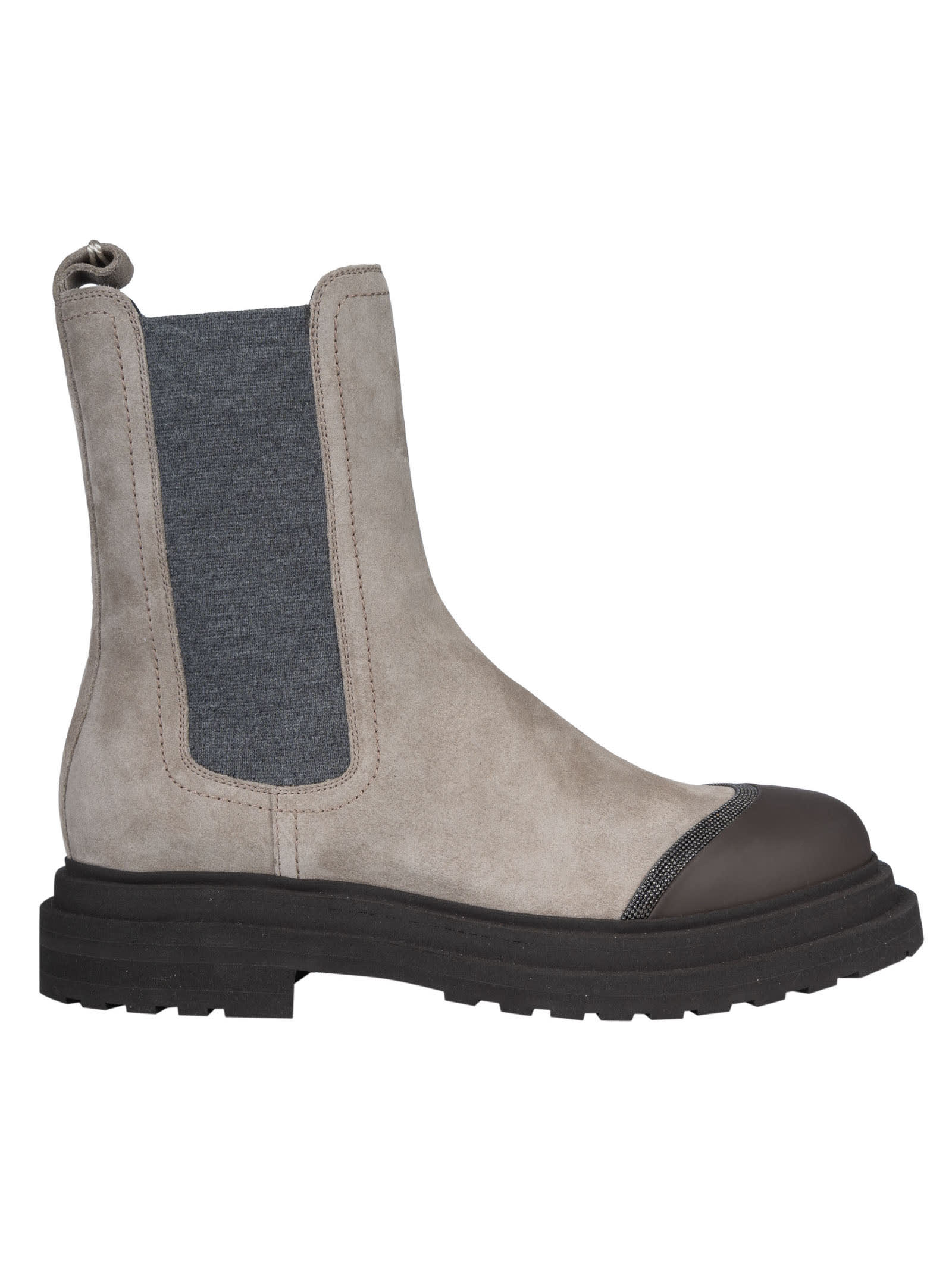 Shop Brunello Cucinelli Elastic Knit Sided Boots
