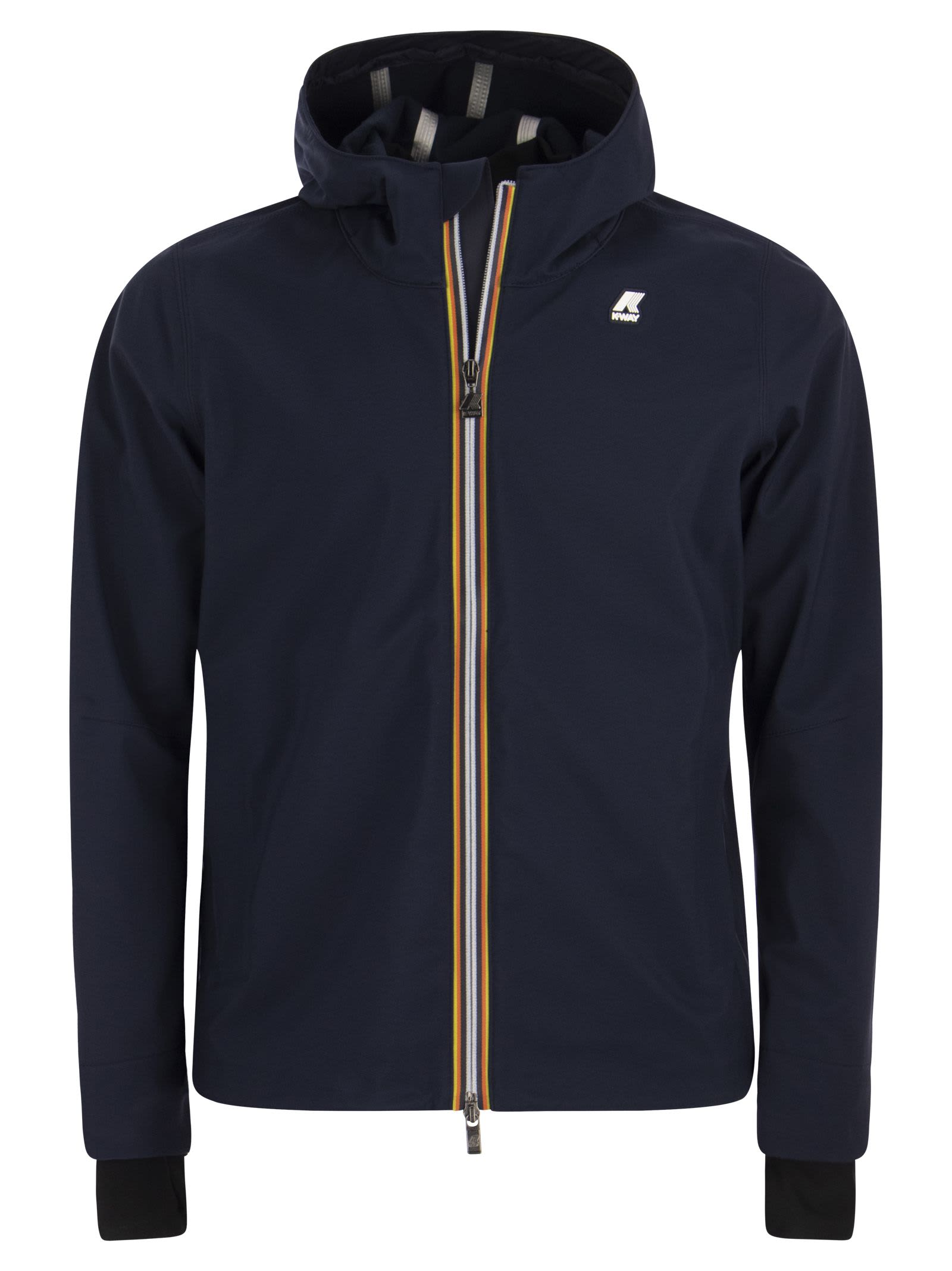 Shop K-way Jacko Bonded - Short Jacket With Hood In Blue