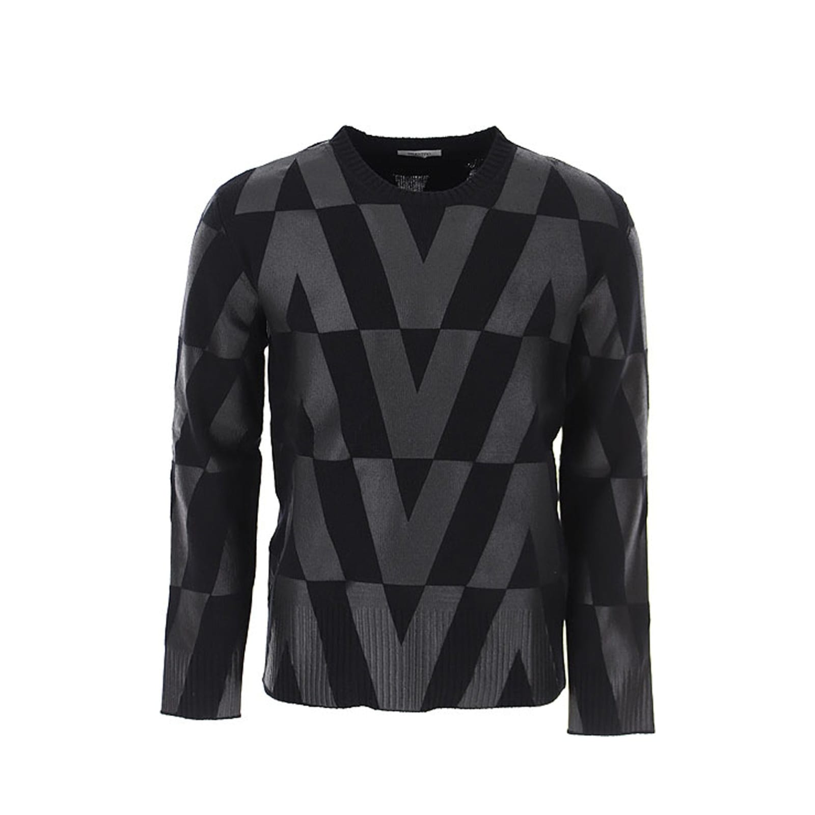 Shop Valentino Wool Logo Sweartshirt In Black