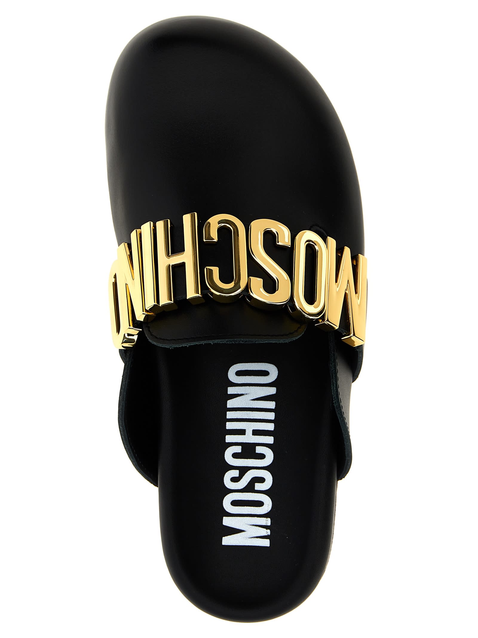 Shop Moschino Birky Sabots In Black