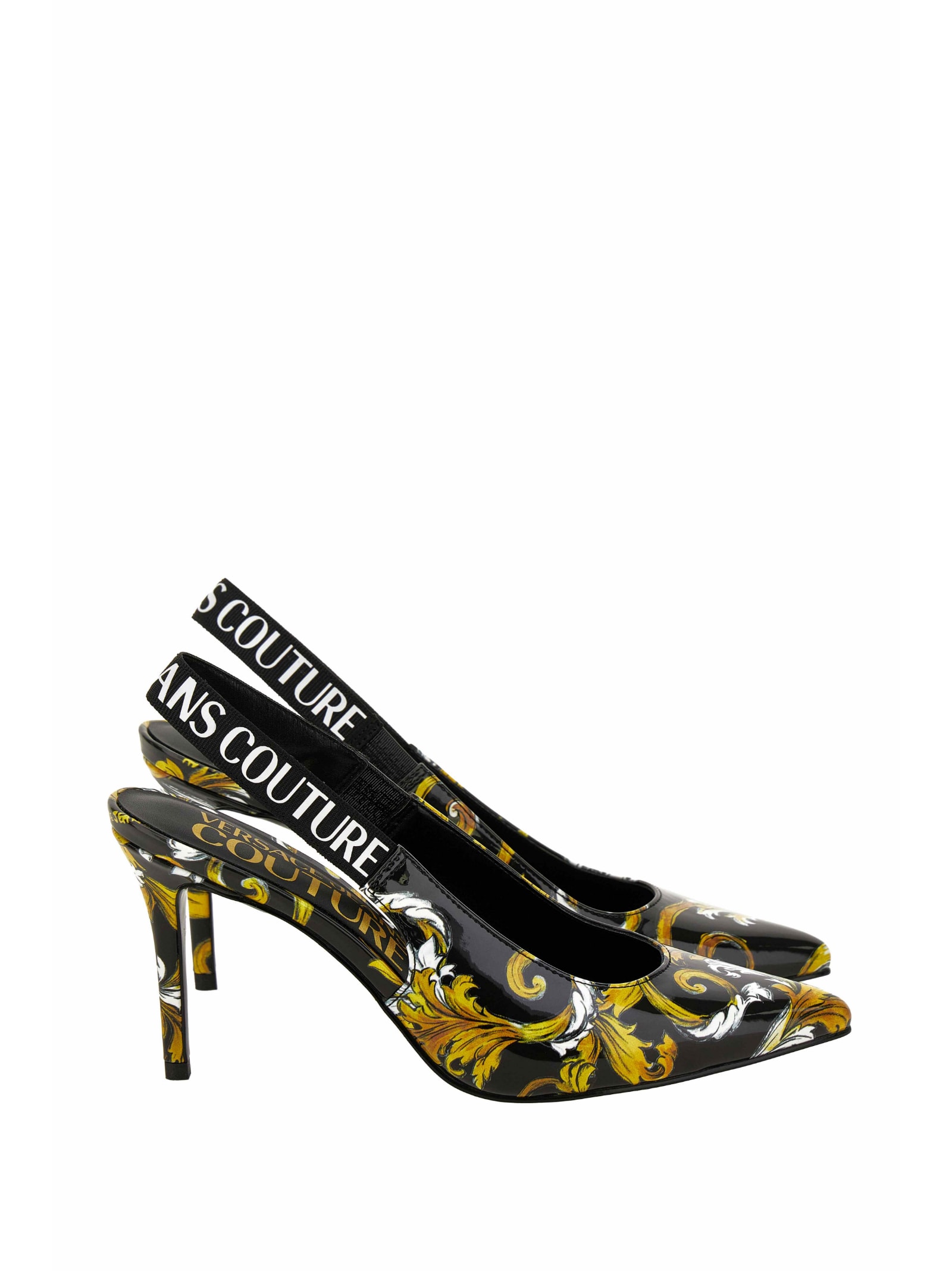 Versace Jeans Couture Regalia Baroque Slingback In Patent Leather In Black